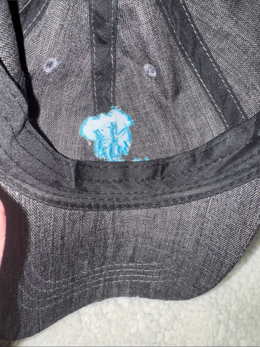 Kalahari- NWOT Charcoal Baseball Cap with Teal Elephant Embroidery - Picture 8 of 12